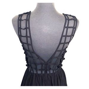 Edgy open back Bali high low dress in Black